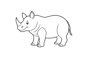 Fototapeta premium Rhino line art illustration on white background