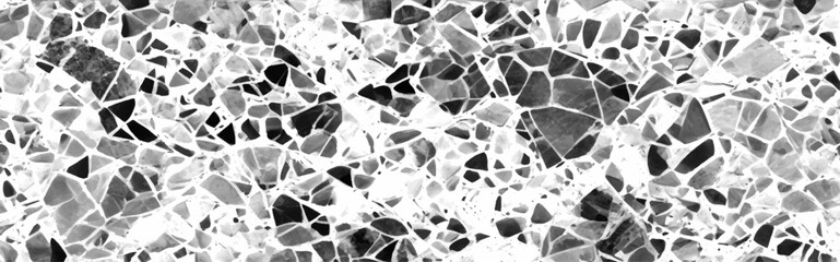 Abstract black and white terrazzo flooring texture background. Black stone with white and grey fragment background. Terrazzo texture background. 
