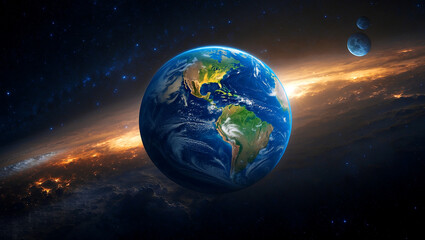 Naklejka premium Stunning view of earth from outer space