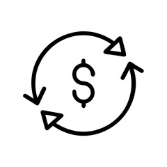 Currency Symbol in Circular Arrows Icon Design