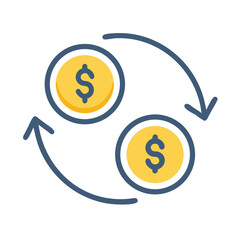 Currency Symbol in Circular Arrows Icon Design