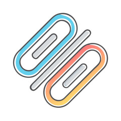 Two paperclips angled across each other with blue and orange gradient colors