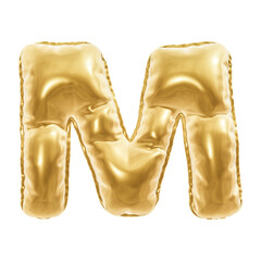 INFLATED LETTER ISOLATED ON WHITE, PNG TRANSPARENT alphabet png 3D RENDERING, GOLD COLOR