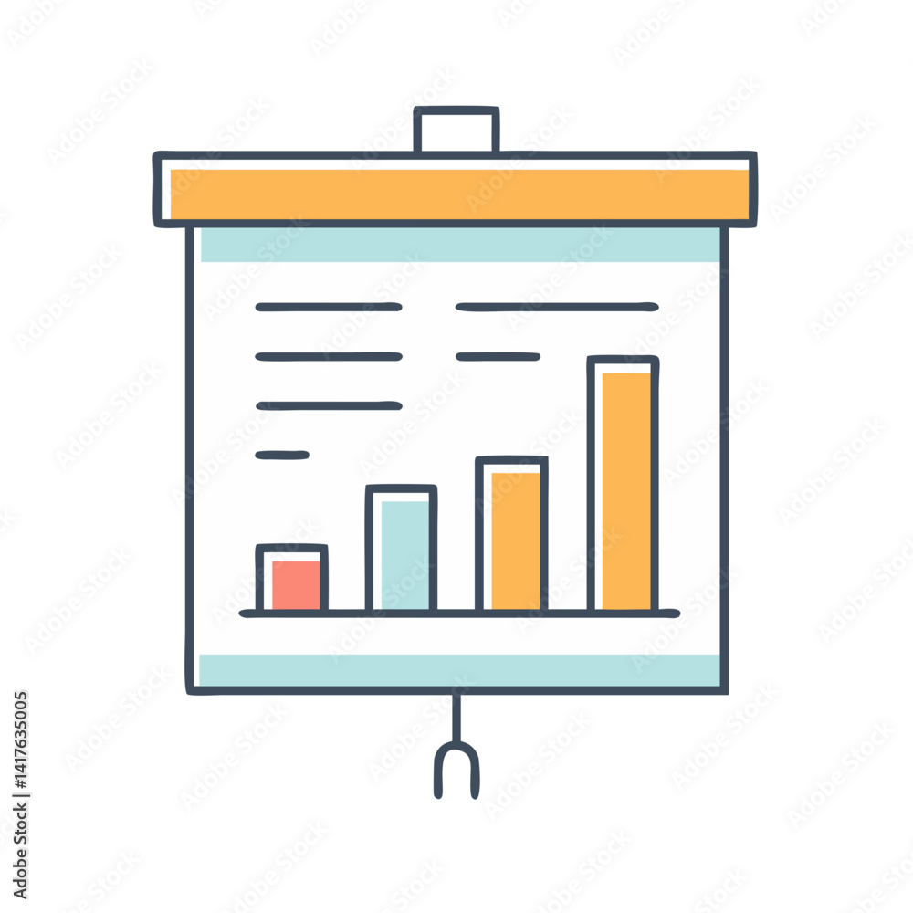 Poster presentation chart with ascending bars showing growth and progressive information