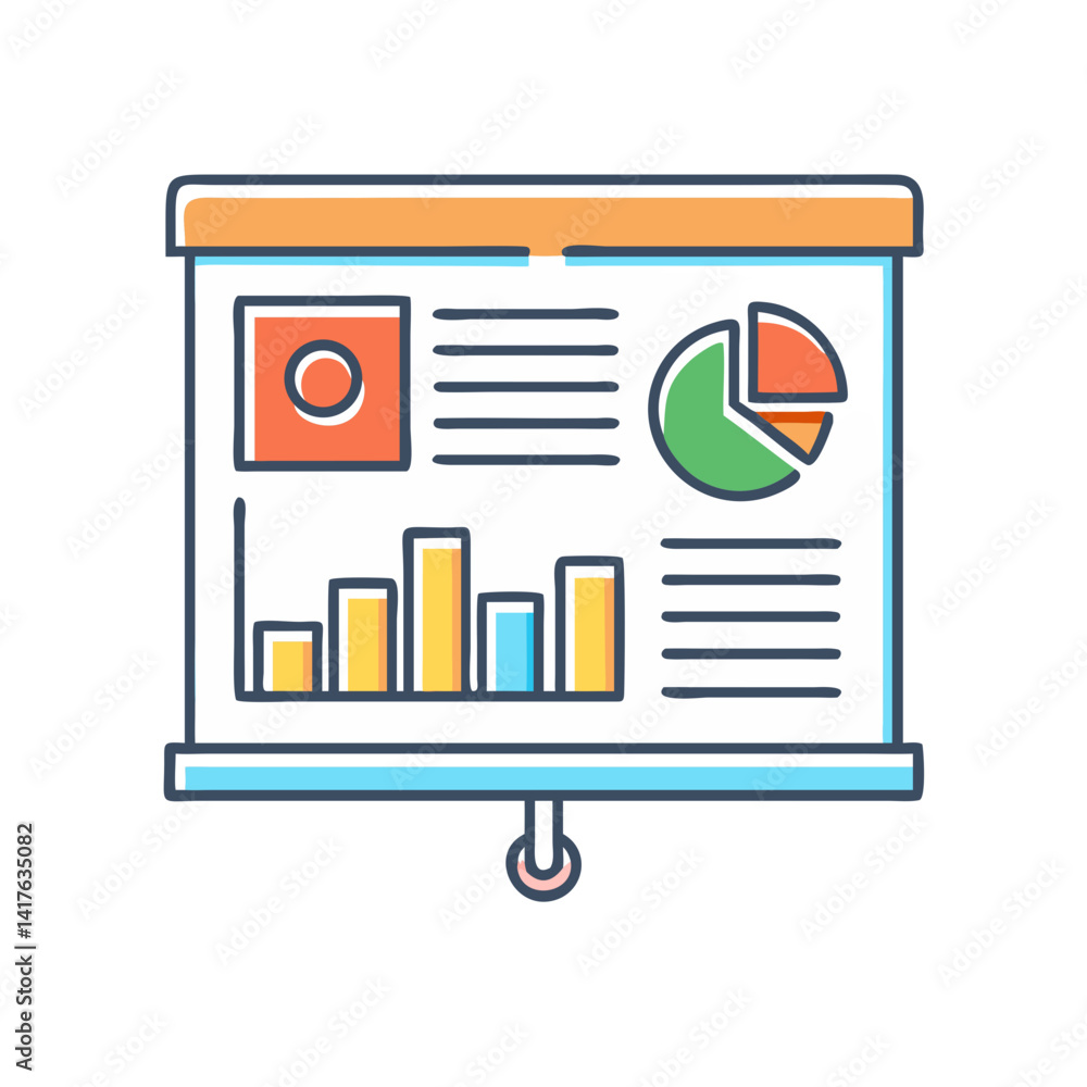Poster Presentation screen showing charts and graphs representing business data analysis information