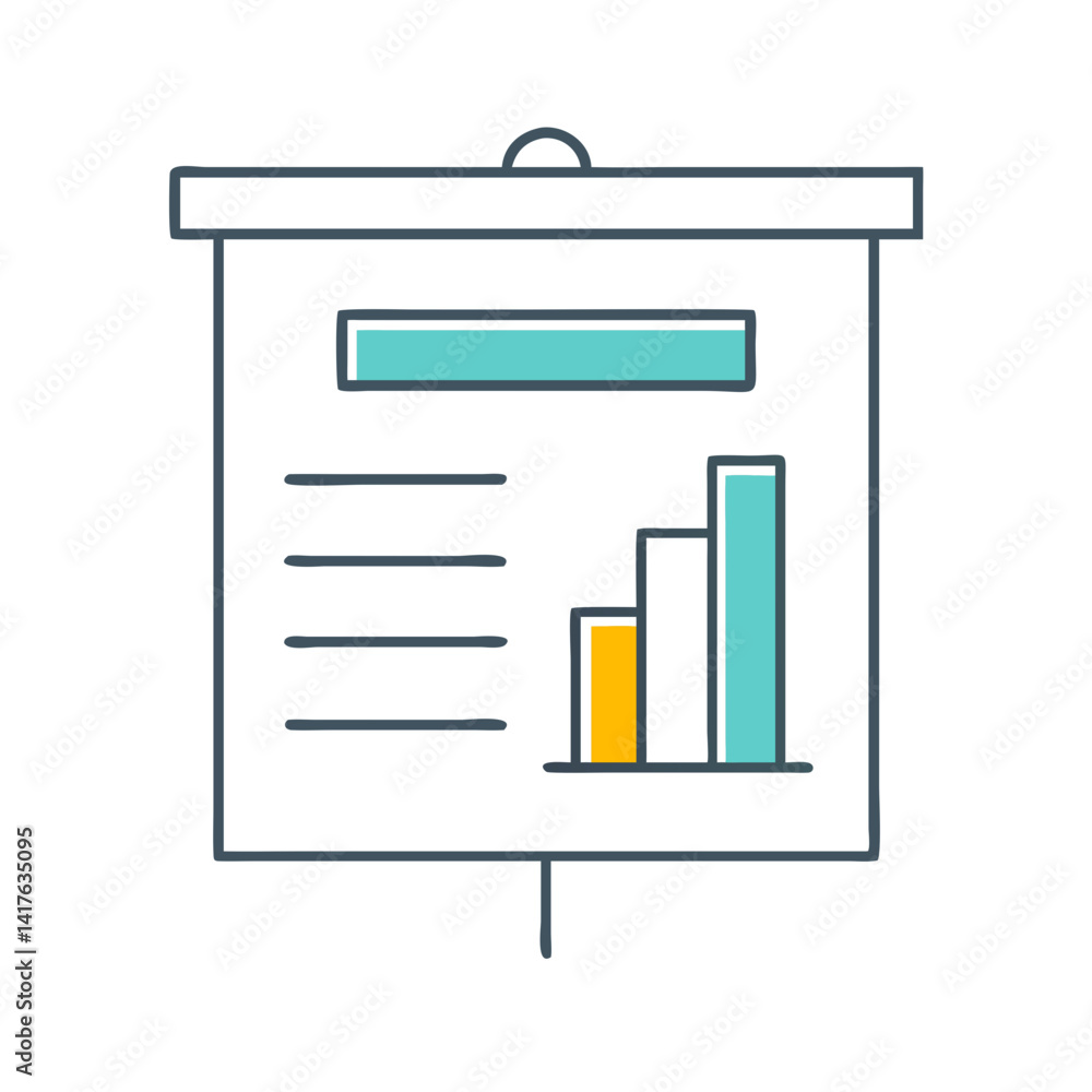 Poster Presentation board displaying a rising bar graph and summarized bullet points