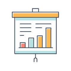 Presentation chart with ascending bars showing growth and progressive information