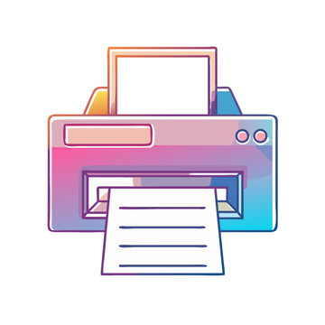 recommend clip art: Vibrant Cartoon Printer with Paper, Office Equipment, and Expressive Illustration