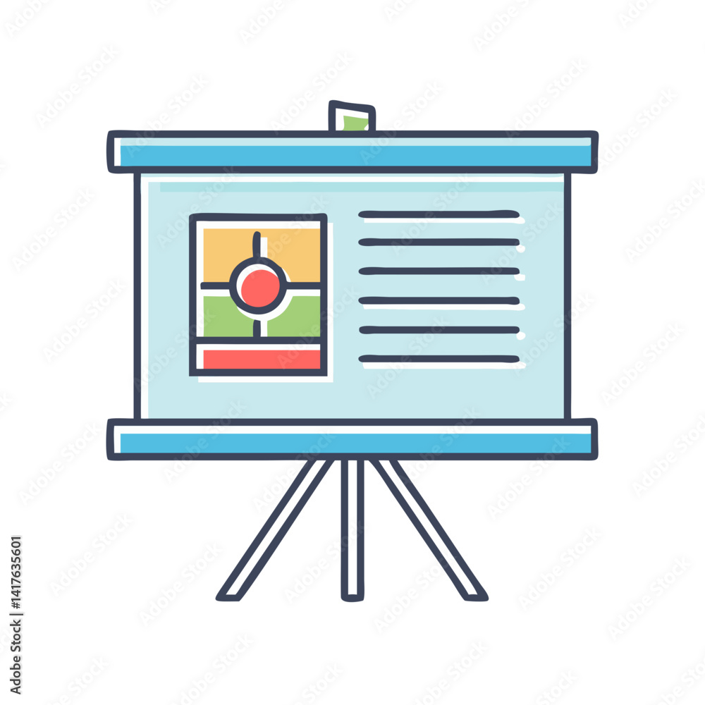 Poster presentation whiteboard with graph and lines, showcasing data and visual information