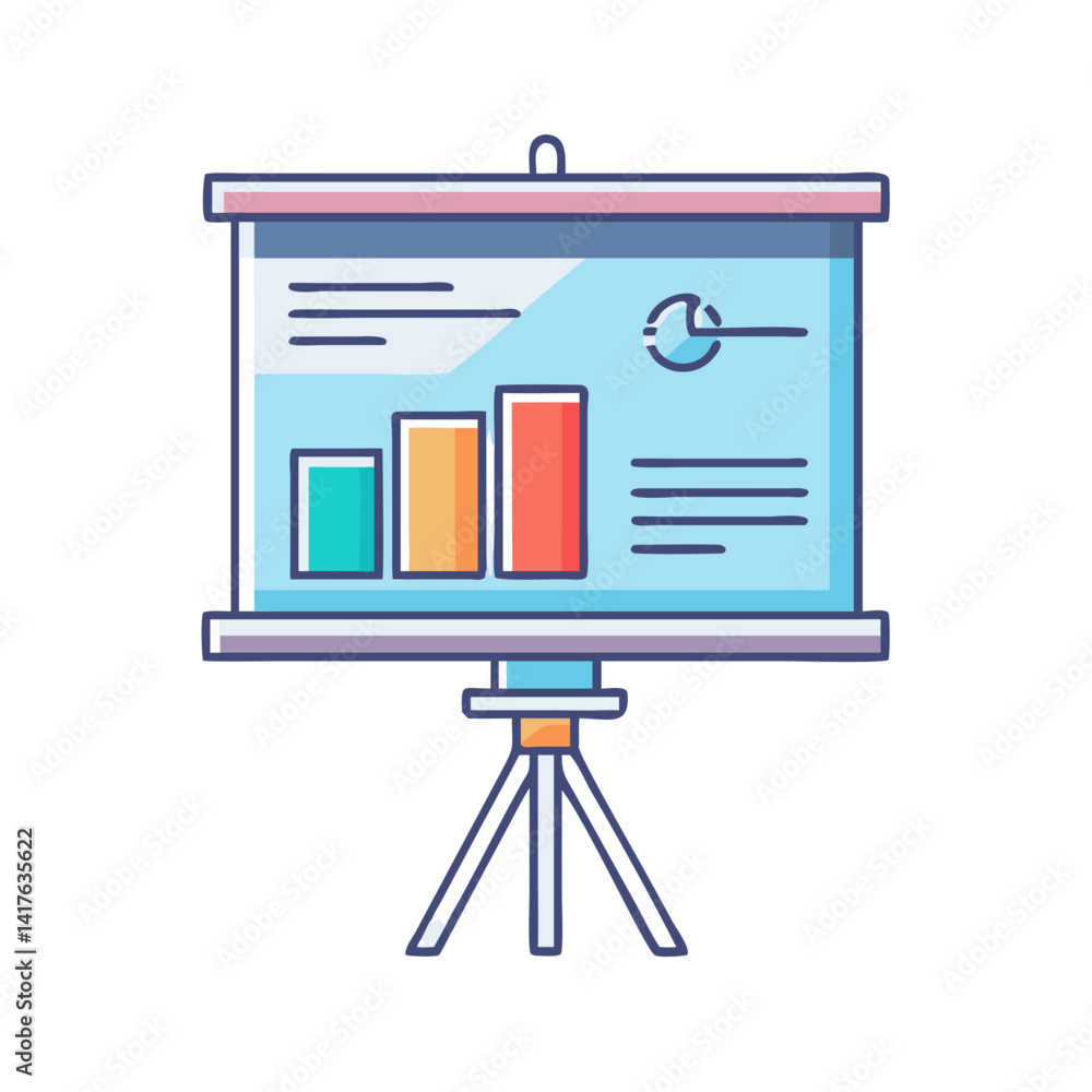 Poster presentation chart with bar graphs on a stand for business purposes