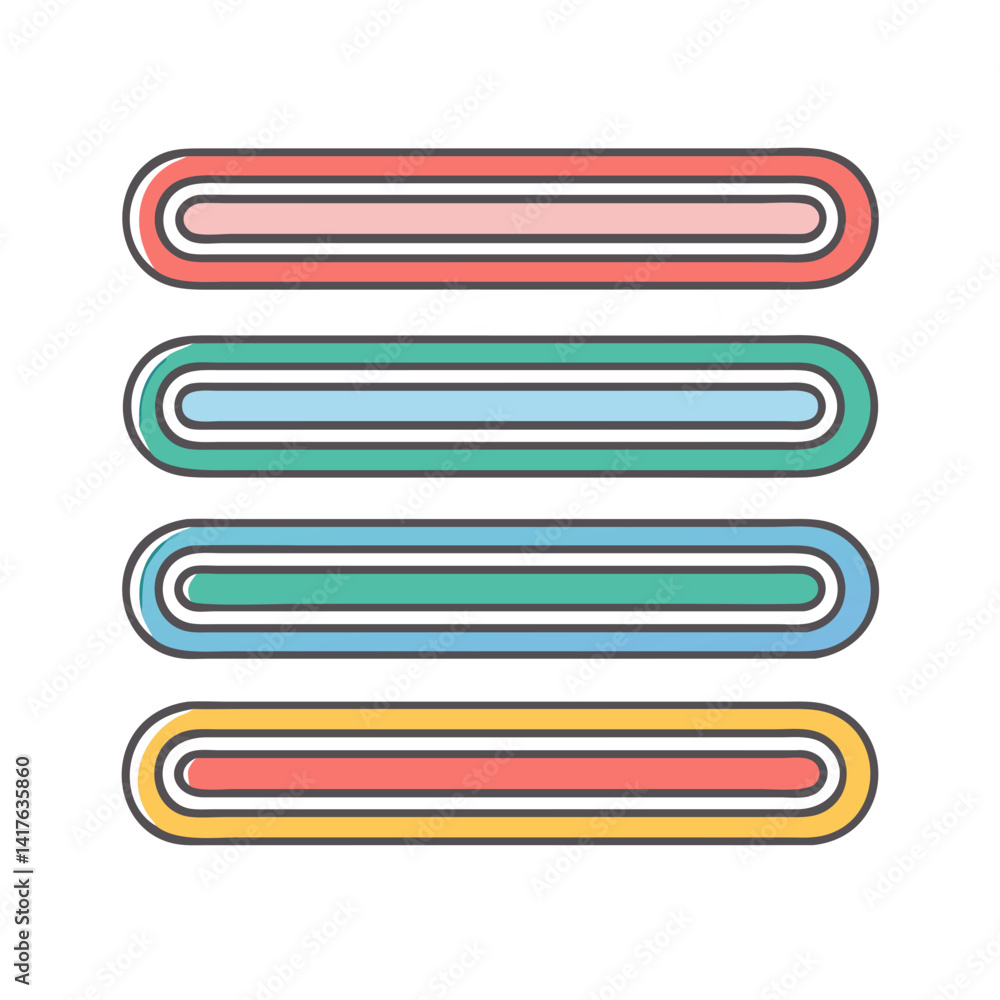 Poster four colorful rounded line elements arranged vertically in a clean style