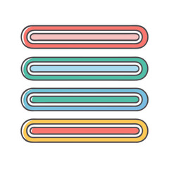 Obraz premium Four colorful rounded line elements arranged vertically in a clean style