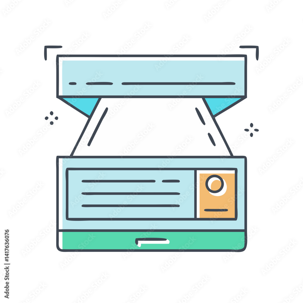 Poster abstract sketch of a modern device displaying content in layered screens