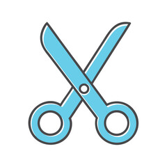 A stylized light blue pair of scissors, ready for paper crafting activities