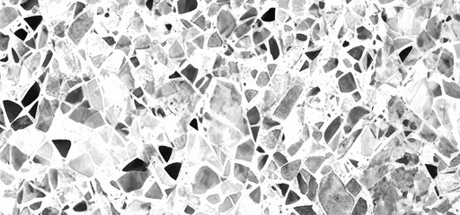 Abstract white and gray terrazzo flooring texture polished stone pattern old surface marble for background. Wall and floor luxury terrazzo texture gray and black of stone granite white background.	
