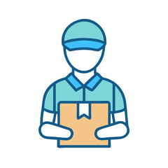 Delivery Person Holding Package Box Icon Design