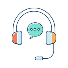 Vector Illustration of Headset with Speech Bubble for Customer Support Services
