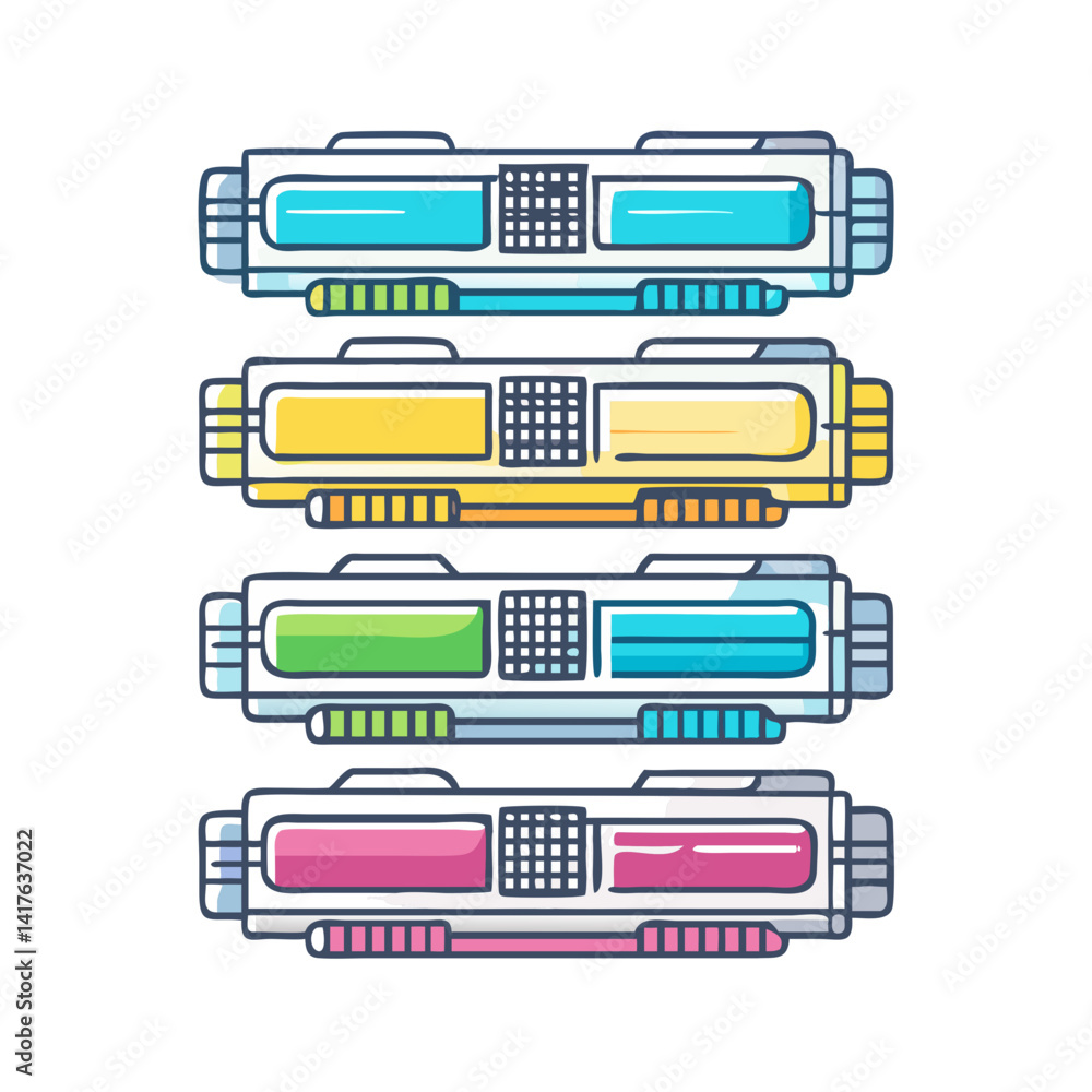 Poster colorful stack of stylized abstract files or folders with rounded shapes
