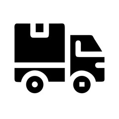 Delivery Truck with Box Symbols Icon Design