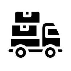 Delivery Truck with Stacked Packages Icon Design