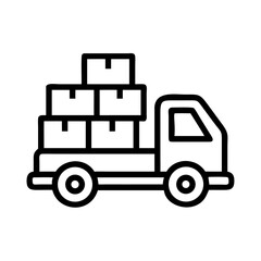 Delivery Truck with Stacked Packages Icon Design