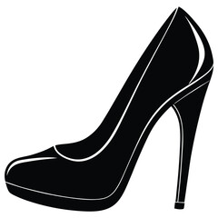Black high heel shoe isolated on white background vector illustration. Womens black high heel shoes.