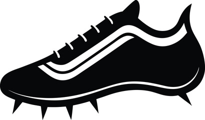 cricket shoes spikes silhouette on whrite background