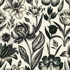 Delicate high contrast black and white ink etchin
