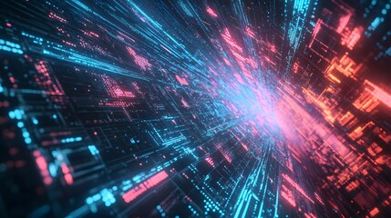 Colorful Abstract Background with Blue, Mint, and Pink Interlaced Patterns