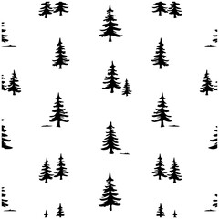 Obraz premium Elegant Forest Silhouette Pattern on White Background