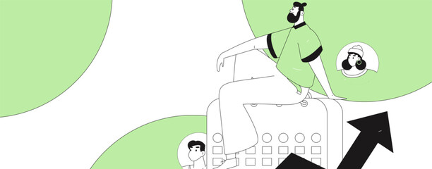 Flat vector illustration of business people operating work scene
