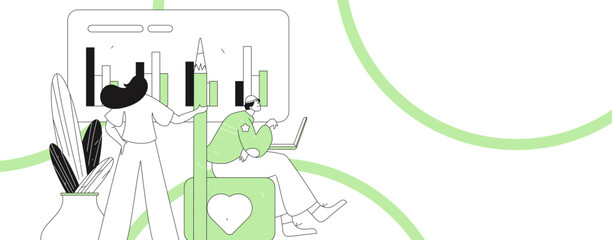 Flat vector illustration of business people operating work scene
