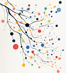 Dynamic colorful abstract design modern art studio digital artwork minimalist environment aerial view creative expression