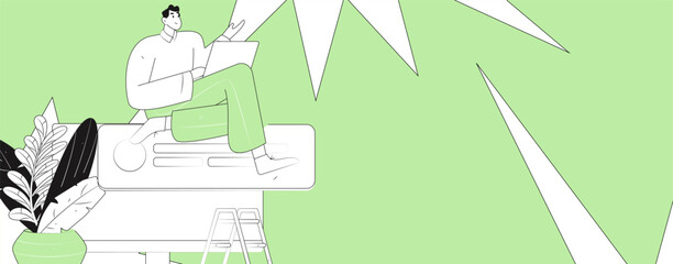 Flat vector illustration of business people operating work scene
