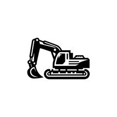 Industrial Excavation Icon: a simple graphic depiction of an excavator on the construction site. highlighting its role in the heavy industry and symbolize construction and earthmoving activities.