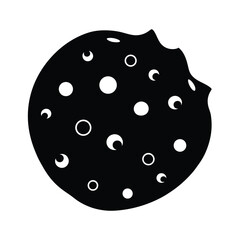 stylized black silhouette chocolate chip cookie vector art  