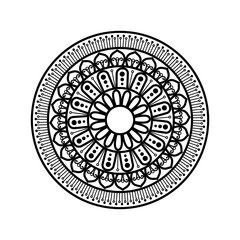 Circular Mandala Geometric Art in Black and White with Intricate Ornate Linework