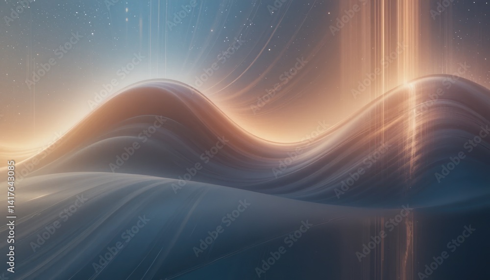 Poster dynamic waves of light and color abstract landscape visual art ethereal environment surreal viewpoin
