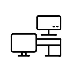 Desktop Tower with Monitor Connection Icon Design