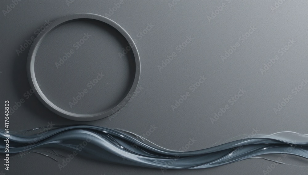 Poster fluid dynamics interaction of water and metal ring in a minimalist studio setting close-up view for 