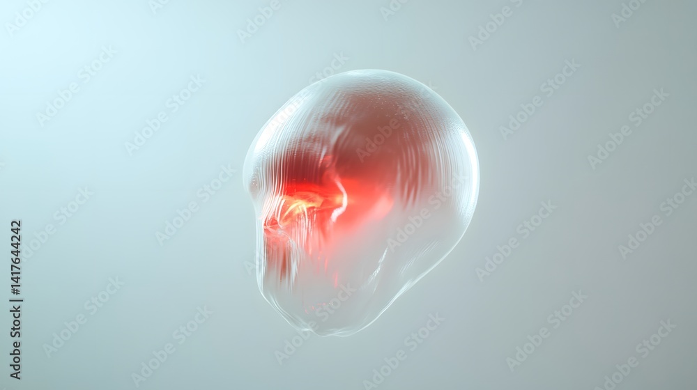 Poster dynamic abstract glass sphere with ai-integrated soft color flow
