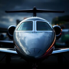 Fototapeta premium Front view of private jet