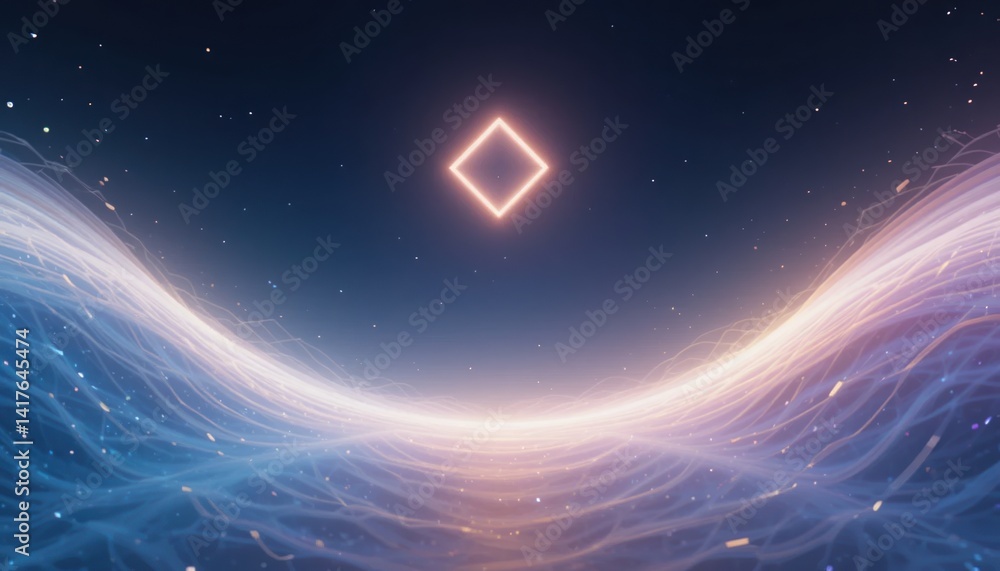 Aufkleber dynamic abstract landscape featuring geometric shapes and waves digital art futuristic environment w