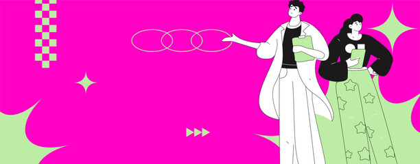 Flat vector illustration of business people operating work scene
