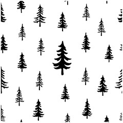 Obraz premium Minimalist Christmas Tree Pattern in Black and White