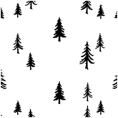 Stylized Forest: Seamless Coniferous Tree Pattern