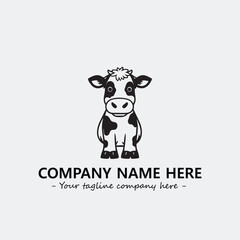 Cow illustration black and white for logo company vector image
