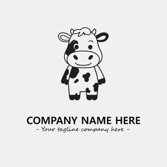 Cow illustration black and white for logo company vector image
