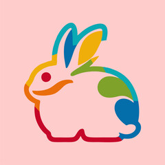 Colorful silhouette of rabbit with vibrant abstract artwork and modern creative design