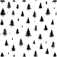 Obraz premium Seamless Pine Tree Pattern Black and White Style